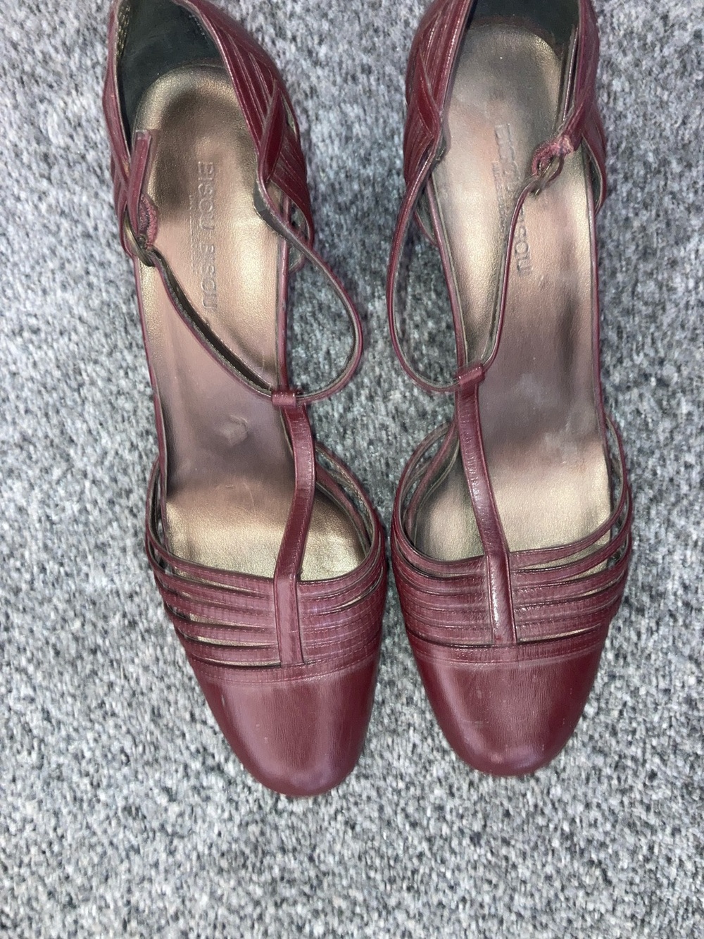 Bisou Bisou Burgundy T-Strap Heels